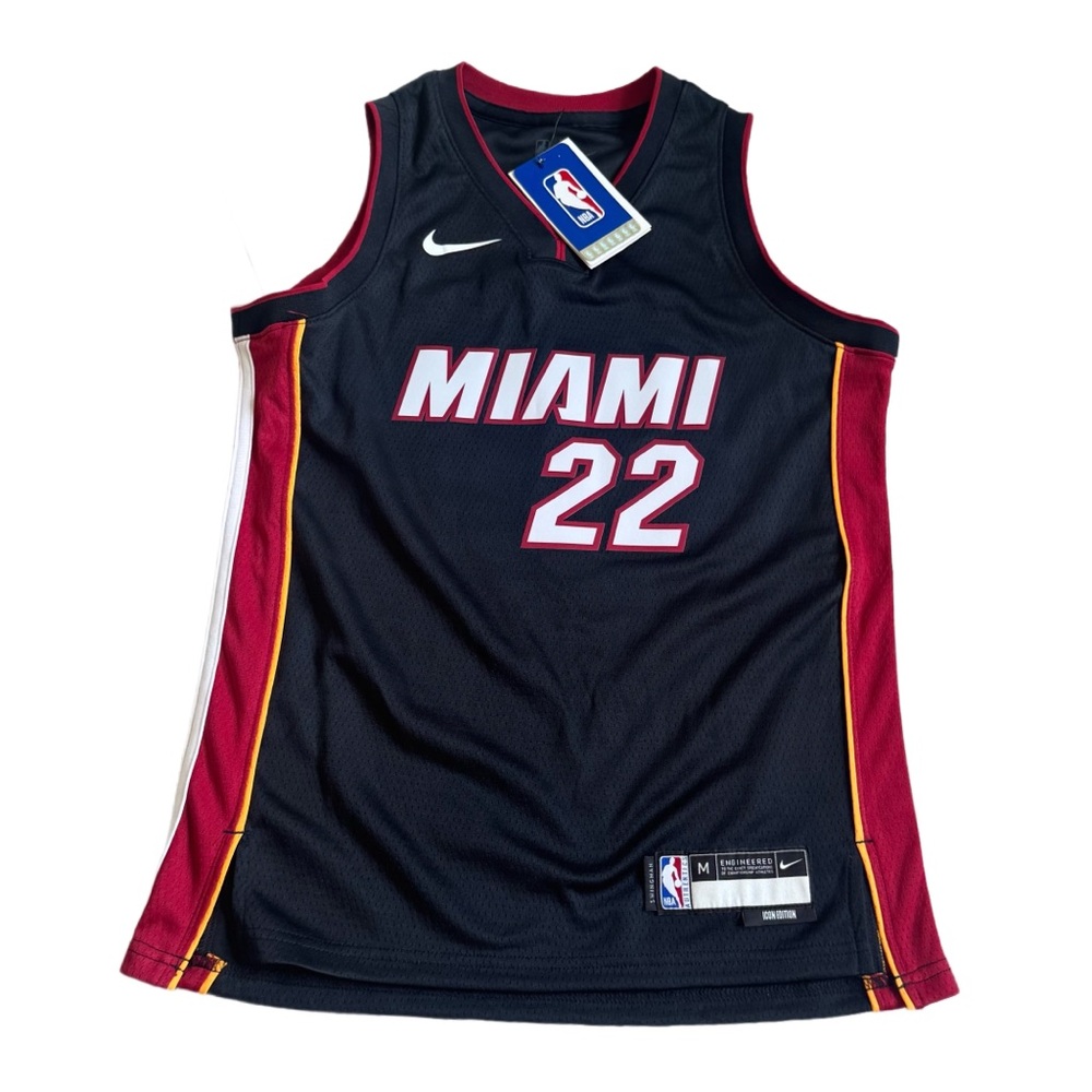 NBA Miami Heat Nike Basketball Jersey Black and Red Nike Dri-Fit Youth Medium